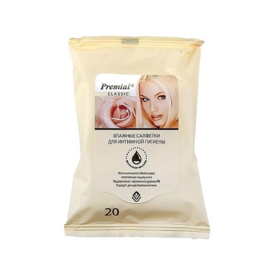 Влажные салфетки для интимной гигиены Premial 20шт