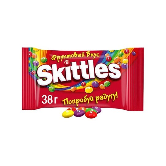 Драже Skittles Фрукты в сахарной глазури с ароматами лимона лайма апельсина клубники и чёрной смородины, 38г