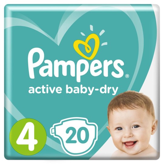 Подгузники Pampers Active Baby-Dry 9–14 кг, размер 4, 20 шт.