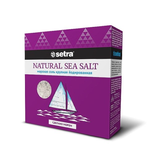 Соль морская SETRA крупная йодированная, 500г