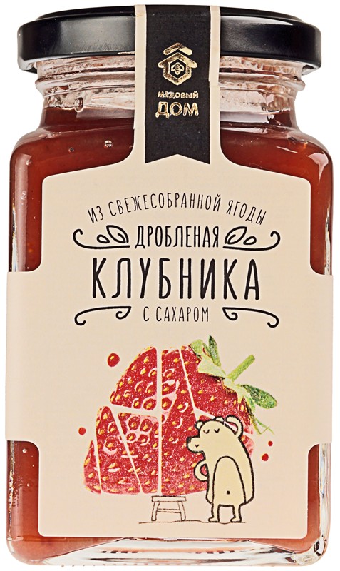 Клубника дробленая Медовый дом с сахаром из свежесобранной ягоды, 290г
