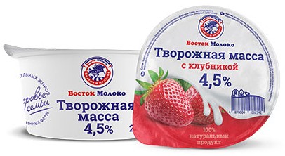 Масса творожная Восток Молоко с клубникой 4,5% 200 г