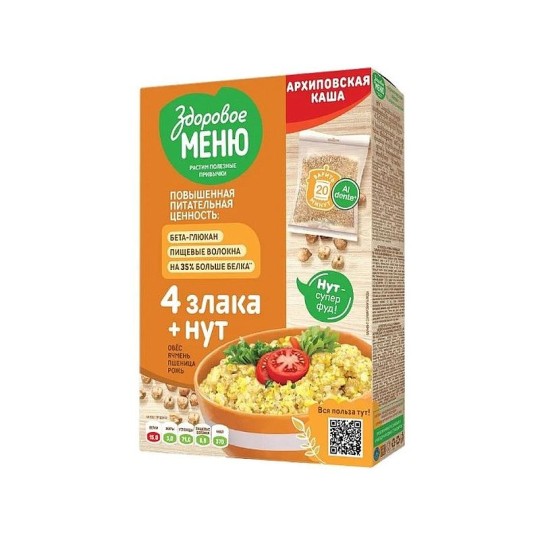 КАША ЗДОРОВОЕ МЕНЮ АРХИПОВСКАЯ 4 ЗЛАКА С НУТОМ 400ГР