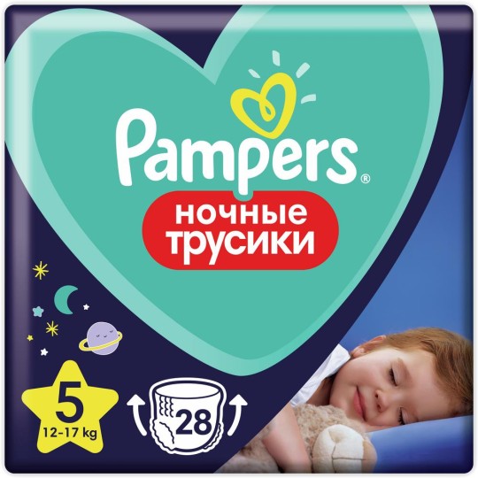 Pampers Night Pants Трусики Размер 5, 28 шт, 12кг - 17кг
