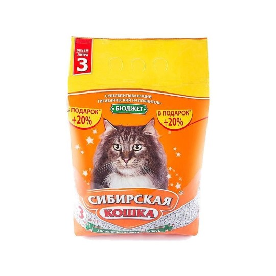 Впитывающий наполнитель Сибирская Кошка, Бюджет, 3л