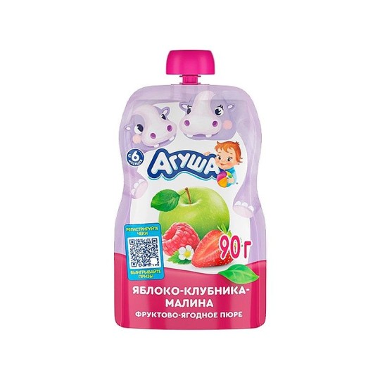 Пюре Агуша Яблоко-клубника-малина 90гр