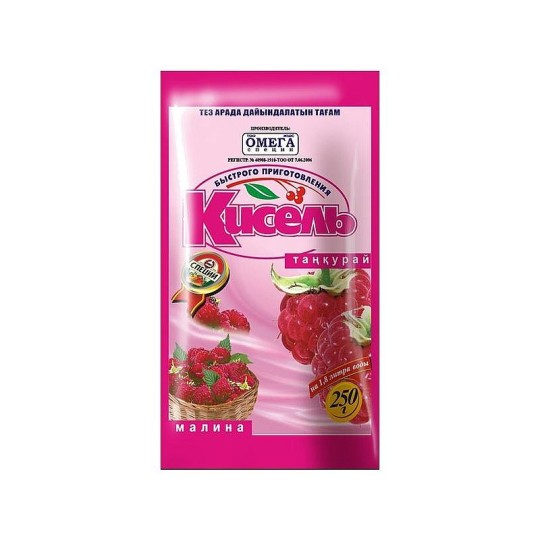 Кисель "Омега" быстрорастворимый "Малина", 90 гр