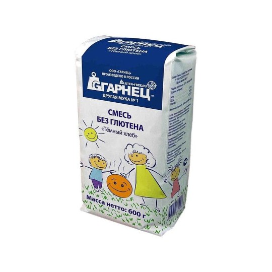 Смесь без глютена Гарнец для приготовления темного хлеба 600 г