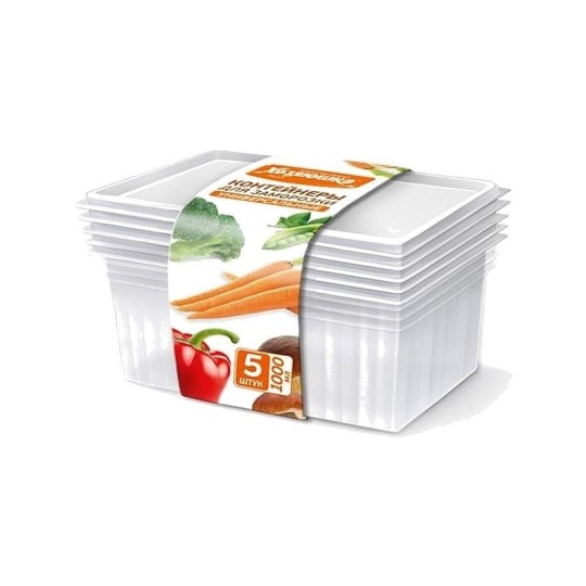  Хозяюшка мила контейнеры для заморозки универсальные, 1л, 5 шт