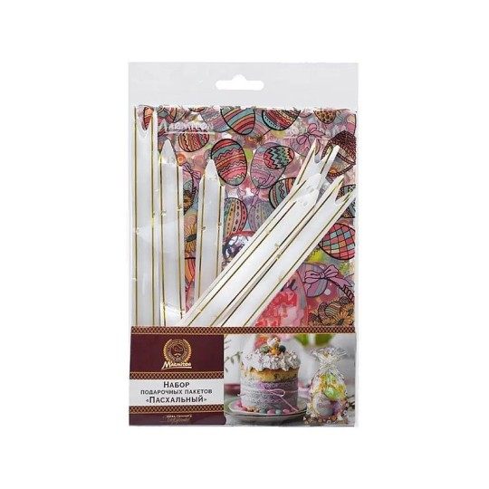 НАБОР ПАКЕТОВ ПОДАРОЧНЫХ С БАНТОМ ПАСХАЛЬНЫЙ 5 ШТ 145*20СМ MARMITON 150050