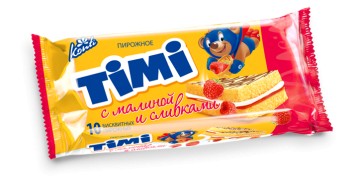Пирожное Timi с малиной и сливками Konti, 300 гр.