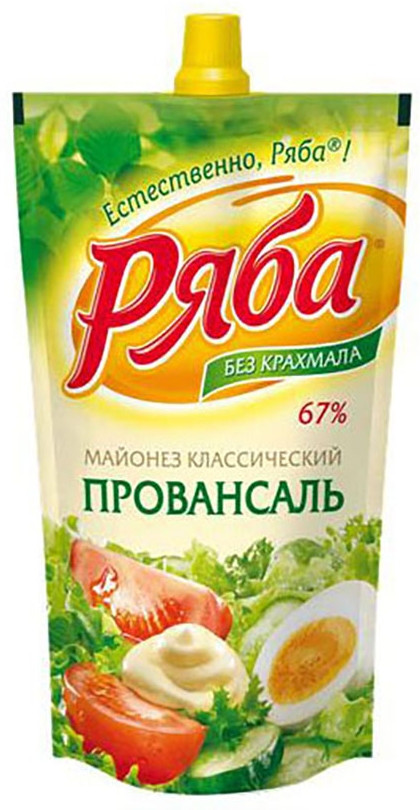 Майонез "Ряба" Классический провансаль, 67%, 200  гр, д/пак