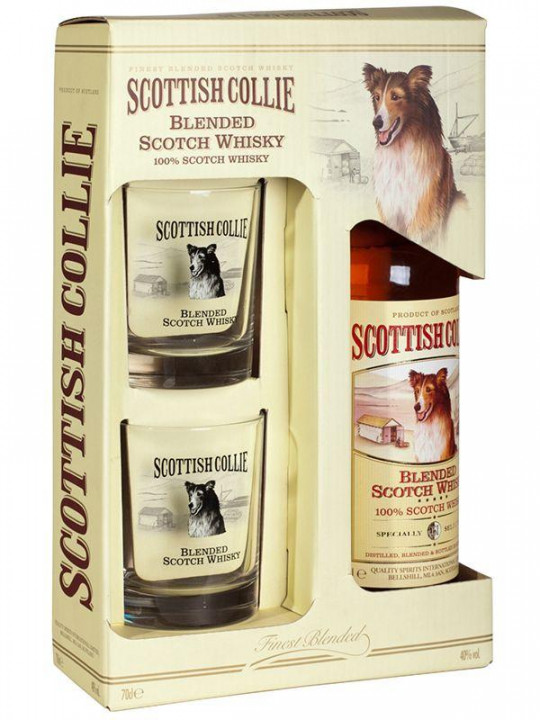 Виски "Scotch Collie" 3 yo Blend 0,7 в подарочной упаковке с 2 стаканами