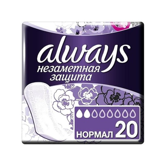 Always Незаметная Защита Нормал Ароматизированные Женские Гигиенические Прокладки На Каждый День 20 шт.