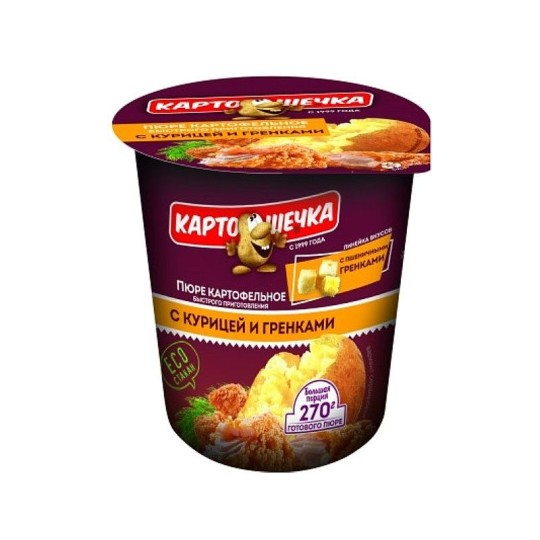 ПЮРЕ КАРТОФ КАРТОШЕЧКА КУРИН И ГРЕНКАМИ 40Г Т/СТАК