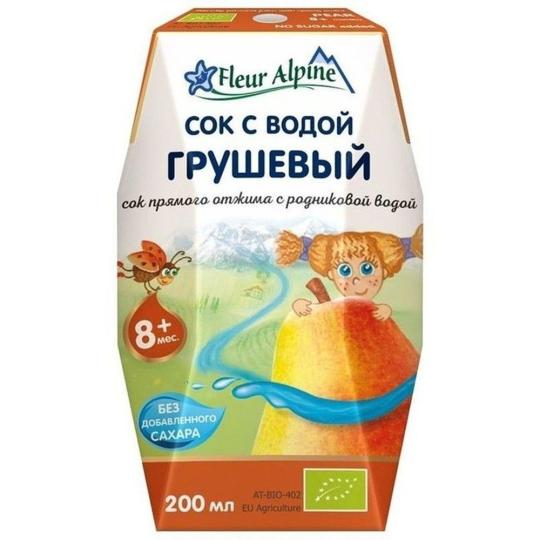 FLEUR ALPINE|Детский сок с водой ГРУШЕВЫЙ с 8 месяцев, 200 мл