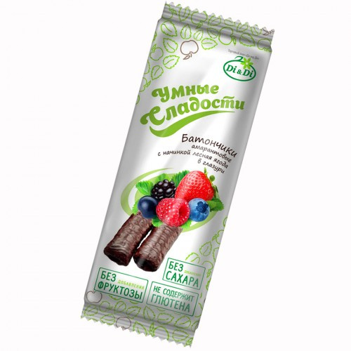 Батончик  Di&Di "Умные сладости" с начинкой "Лесная ягода" в глазури, 20 гр 