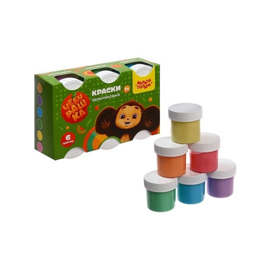 КРАСКИ ПАЛЬЧИКОВЫЕ НАБОР 6ЦВ 210МЛ МУЛЬТИ-ПУЛЬТИ ЧЕБУРАШКАМОИ ПЕРВЫЕ КРАСКИ 9845050