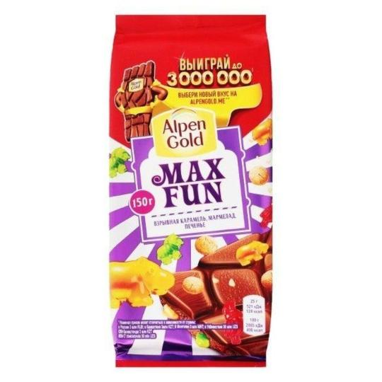 ALPEN GOLD| молочный шоколад карамель, мармелад, печенье "MAX FUN"