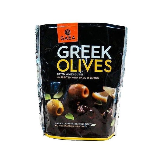 Ассорти оливок Gaea, без косточки, с базиликом и лимоном, 150г