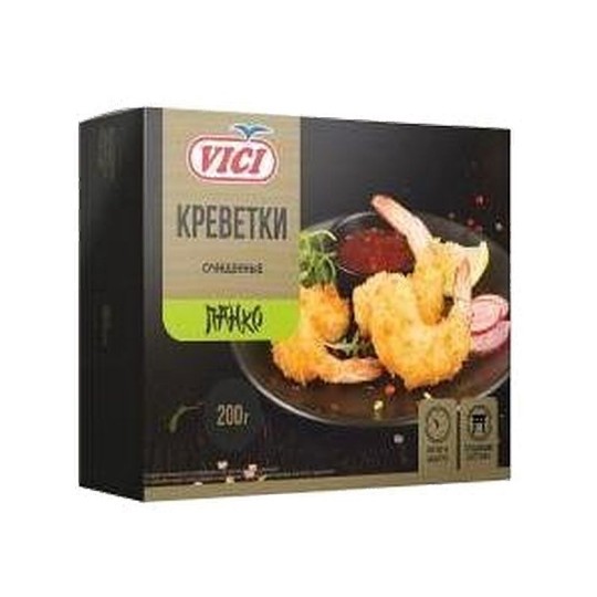 КОРОЛЕВСКАЯ КРЕВЕТКА ОЧИЩЕННАЯ В ПАНИРОВКЕ «ПАНКО» (НЕОБЖАР) ЗАМ ' VICI' 250 Г