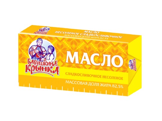 МАСЛО БАБУШКИНА КРЫНКА СЛАДКОСЛИВОЧНОЕ НЕСОЛЕНОЕ 82,5% 180ГР