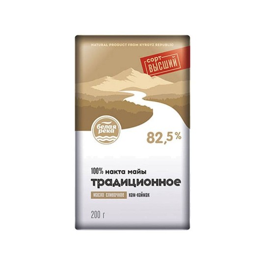 МАСЛО БЕЛАЯ РЕКА КРЕСТЬЯНСКОЕ ТРАДИЦИОННОЕ 82,5% 200ГР