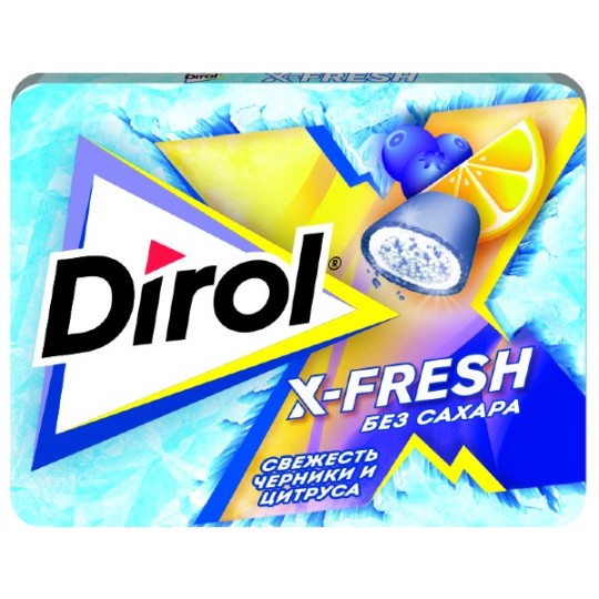 DIROL| X-FRESH жевательная резинка без сахара "СВЕЖЕСТЬ ЧЕРНИКИ И ЦИТРУСА" 