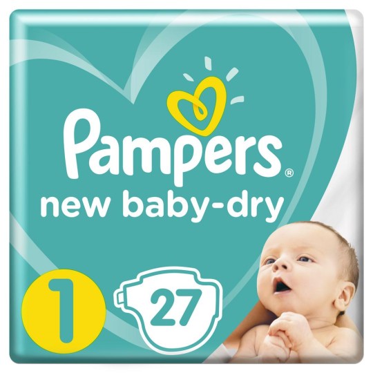 Подгузники Pampers New Baby-Dry 2–5 кг, размер 1, 27 шт.