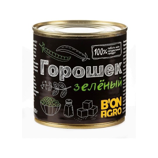 ГОРОШЕК ЗЕЛЕНЫЙ КОНСЕРВИРОВАННЫЙ Ж/Б 400Г1 СОРТ