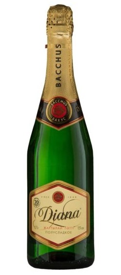 Шампанское Бахус Диана полусладкое 9,5% 0,75 л. (Казахстан)