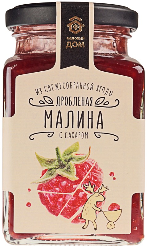 Малина дробленая Медовый дом с сахаром из свежесобранной ягоды, 290г