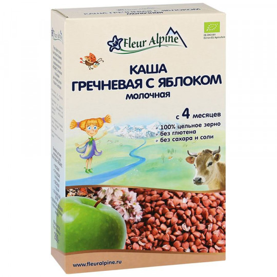 Каша гречневая Fleur Alpine Organic Молочная с яблоком 200г