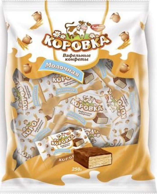 Вафельные конфеты КОРОВКА молочная, 250г