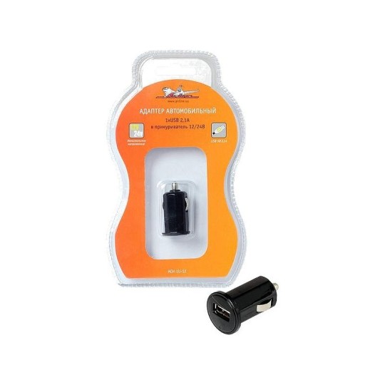 Адаптер автомобильный AIRLINE 1ХUSB 2.1А