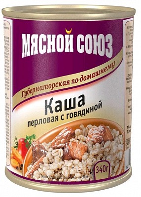 Каша Мясной союз перловая с говядиной 340 гр.