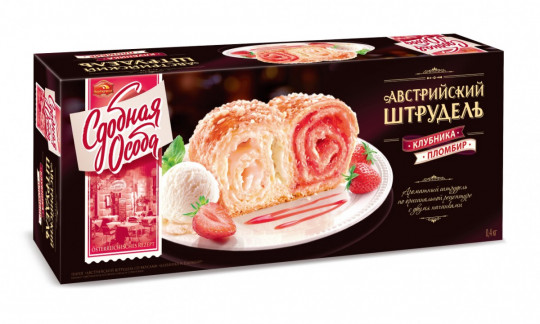 Пирог Сдобная Особа Австрийский штрудель клубника и пломбир, 400г