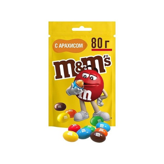 M&M's драже с арахисом и молочным шоколадом, 80г