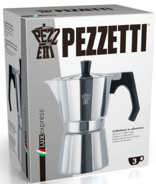  Кофеварка гейзерная Pezzetti Luxexpress 3-порционная, черная, 1 штука