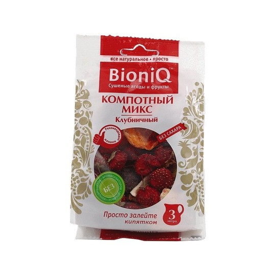 МИКС СУХОФРУКТОВ КЛУБНИЧНЫЙ BIOCLUB 80ГР