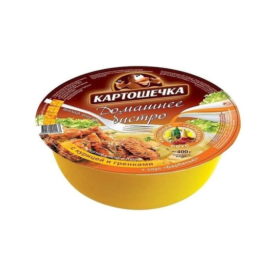 ПЮРЕ КАРТ КАРТОШЕЧКА БОЛЬШОЙ ОБЕД КУРИЦА И ГРЕНКИ+СОУС БАРБЕКЬЮ ТТ 72Г