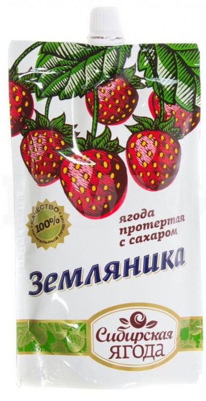 Земляника протертая Сибирская ягода с сахаром 280 г