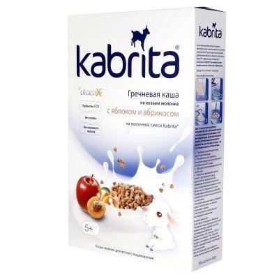Каша kabrita на козьем молоке гречневая с яблоком и абрикосом с 5 мес до 1г 180 г.