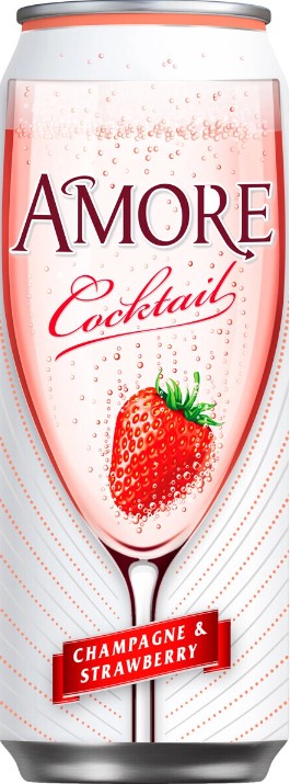 КОКТЕЙЛЬ СЛАБОАЛКОГОЛЬНЫЙ AMORE CHAMPAGNE AND STRAWBERRY 7,1% 0,45 Л Ж/БАН