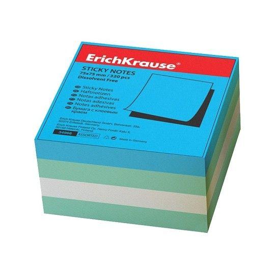 Блок бумаги Erich Krause с клеевым краем 75х75 мм Аква