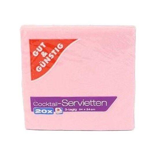 GG БУМАЖНЫЕ САЛФЕТКИ 3СЛ. РОЗОВЫЕ 24Х24СМ 20ШТ