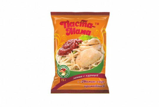 "ПАСТА МАМА" лапша быстрого приготовления курица + Мамин соус аромат 75 гр