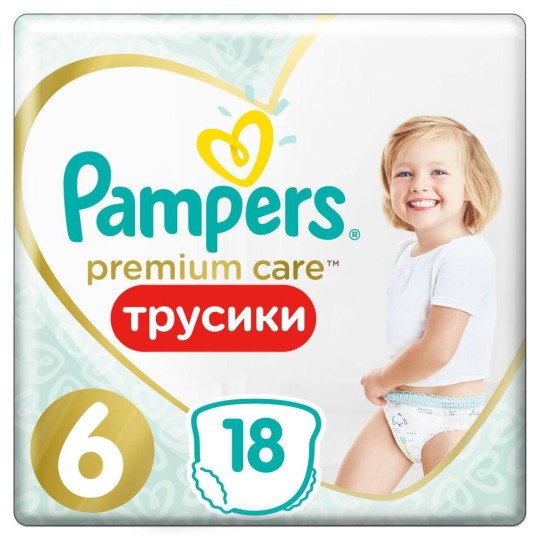 Pampers Premium Care Трусики Размер 6, 18 Трусиков, 15кг+