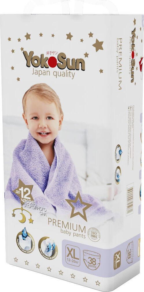 Подгузники детские YOKOSUN PREMIUM XL (12-20 кг) 38 шт
