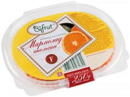 Мармелад Bifrut апельсин на фруктозе 250 г